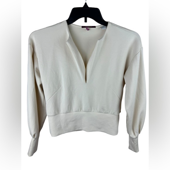 Scotch &  Soda women’s beige vanilla Sienna V-Neck Pullover sweatshirt XS - Picture 1 of 9
